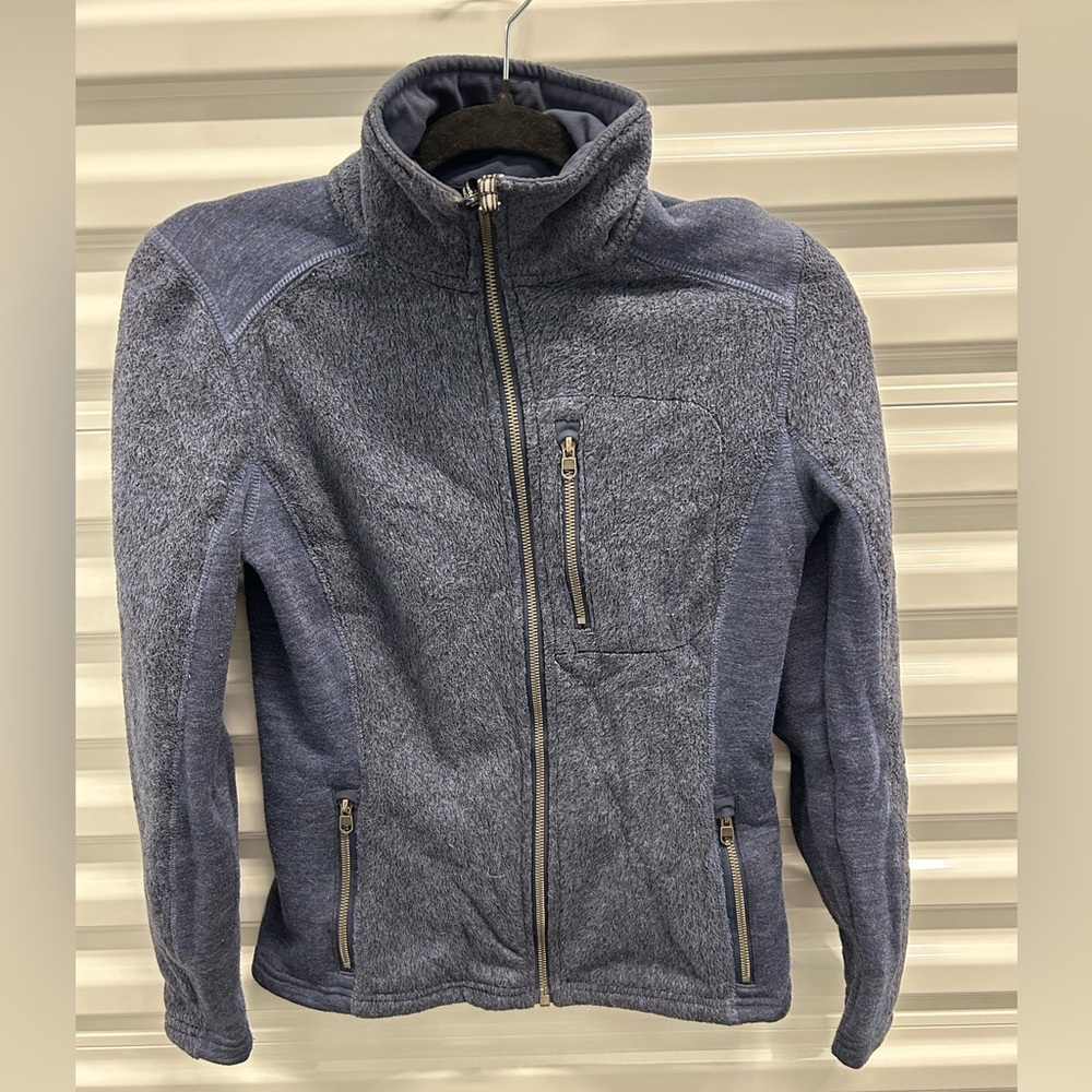 Kuhl Jacket Sweater Women XS Blue Fleece Full Zip Up Outdoor Zip Pocket